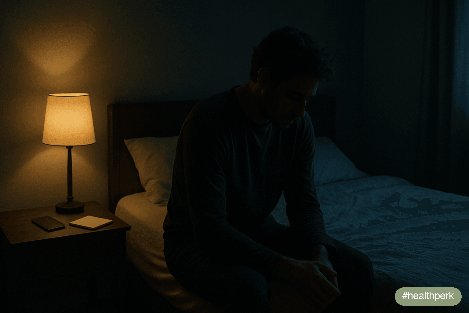 hero — adult lying awake at night with racing thoughts