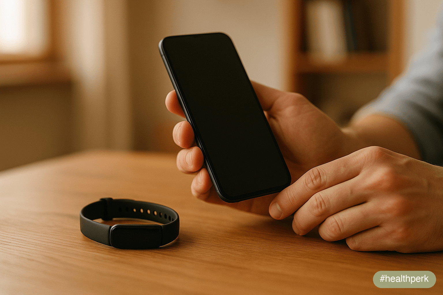 Close-up of a person setting up a Fitbit Inspire 4 using the guided on-screen tutorial on their smartphone, showing step-by-step pairing instructions