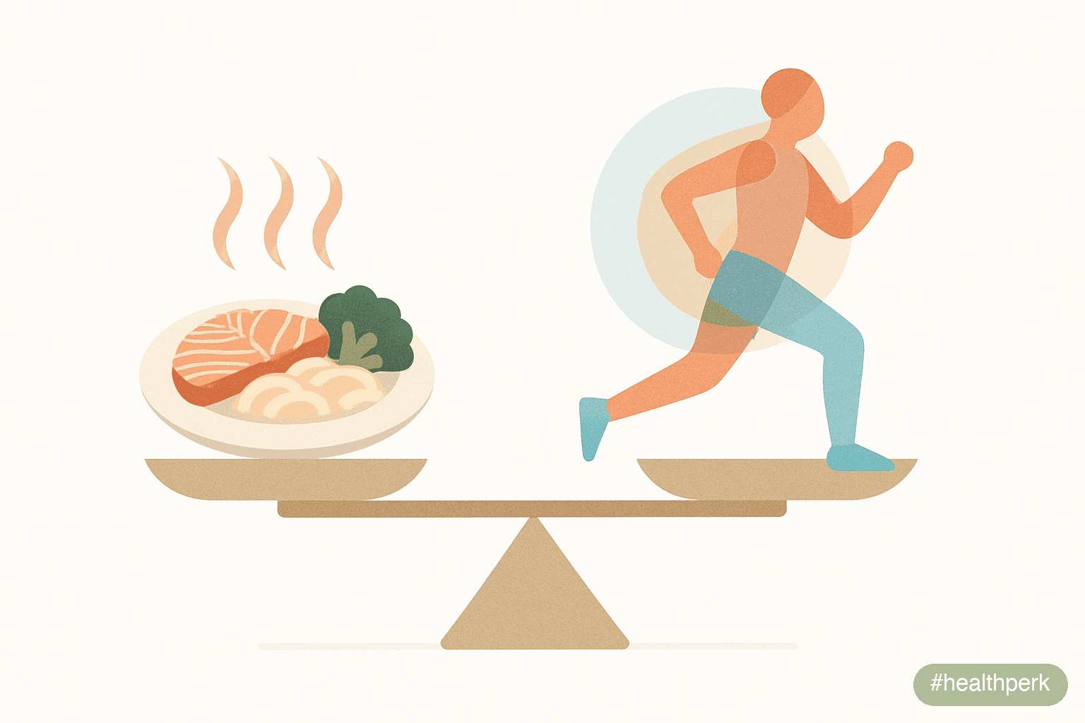 Illustration of an energy-balance diagram showing TEF, satiety, and thermogenic effects layered on top of total energy intake and expenditure, with arrows indicating that foods that burn fat naturally