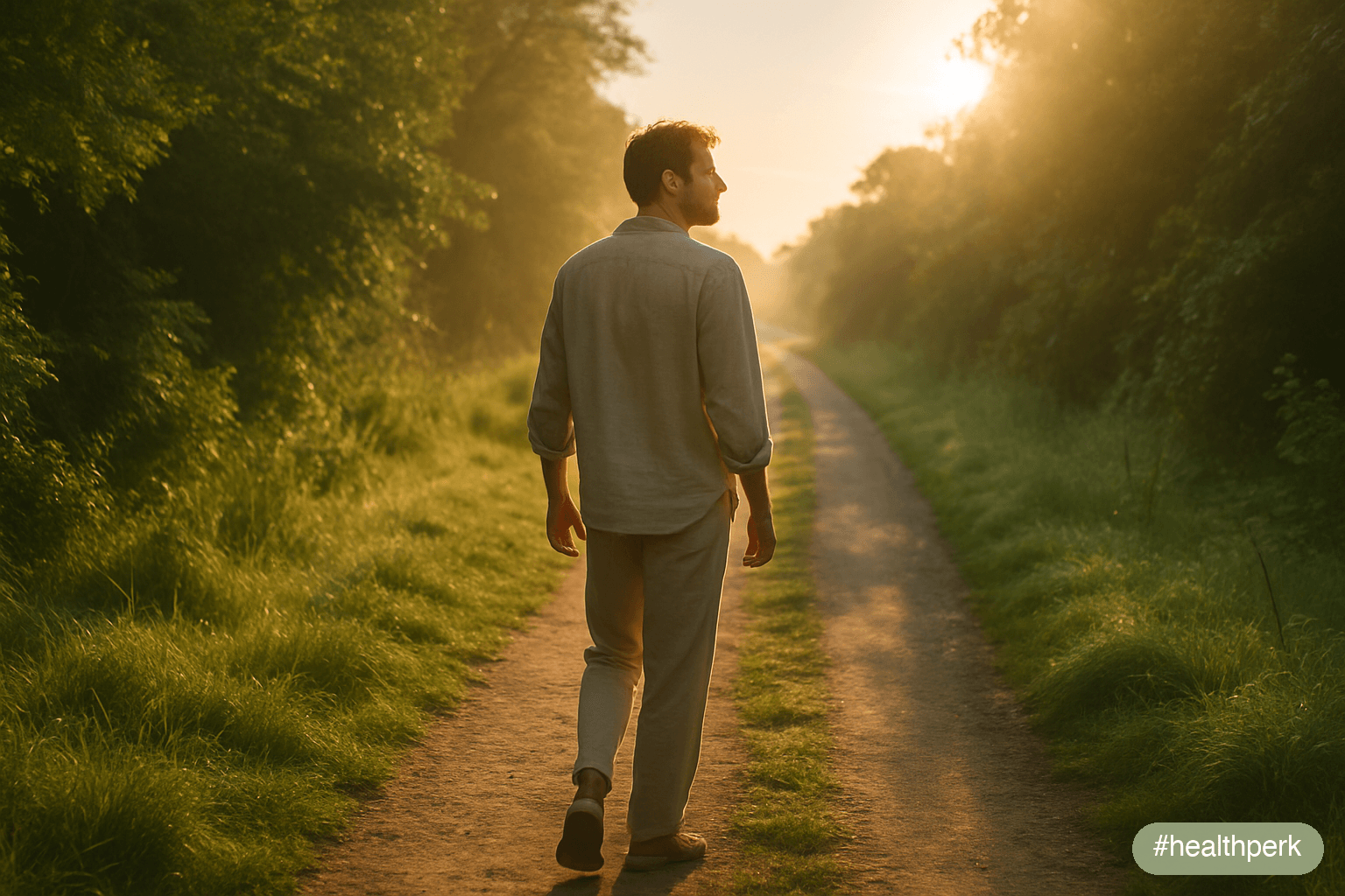 outdoor morning walk in golden hour light