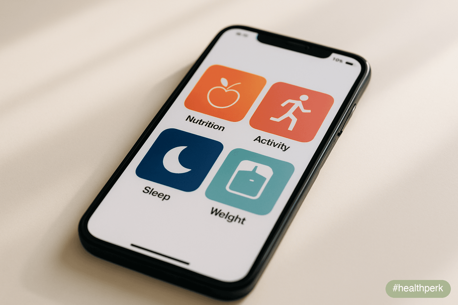 Photo of a phone home screen showing icons of MyFitnessPal, Cronometer, MacroFactor, LoseIt, Apple Health, and Google Fit — illustrating the best apps for weight loss tracking in 2026