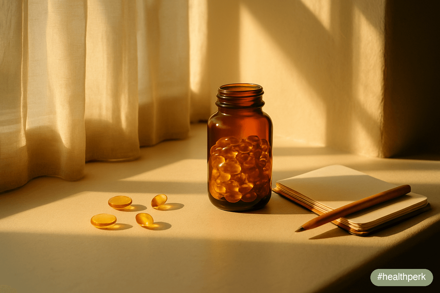 Photo of fresh oranges, bell peppers, kiwi, and broccoli on a chopping board next to a small bottle of vitamin C tablets — illustrating vitamin c for immunity dosage from food and supplement sources